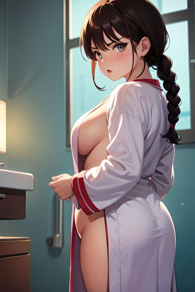 Anime Chubby Small Tits 70s Age Angry Face Brunette Braided Hair Style Light Skin Dark Fantasy Hospital Back View Bathing Bathrobe 3666994115307813462 - AI Hentai - #main