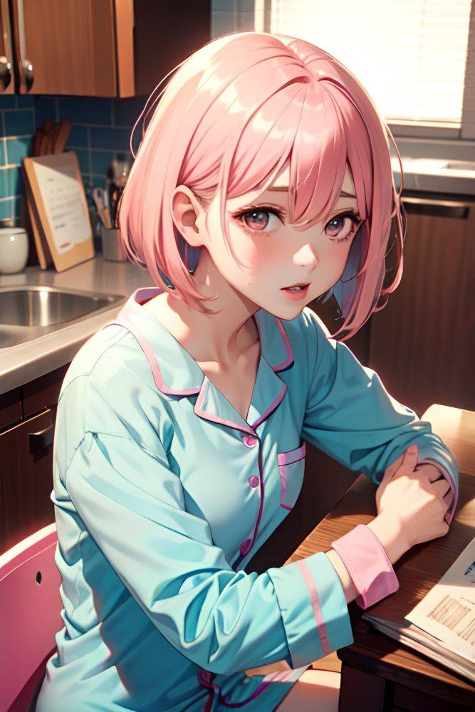 Anime Busty Small Tits 20s Age Sad Face Pink Hair Bobcut Hair Style Light Skin Watercolor Kitchen Close Up View Cumshot Pajamas 3666093461932645852 - AI Hentai - #main