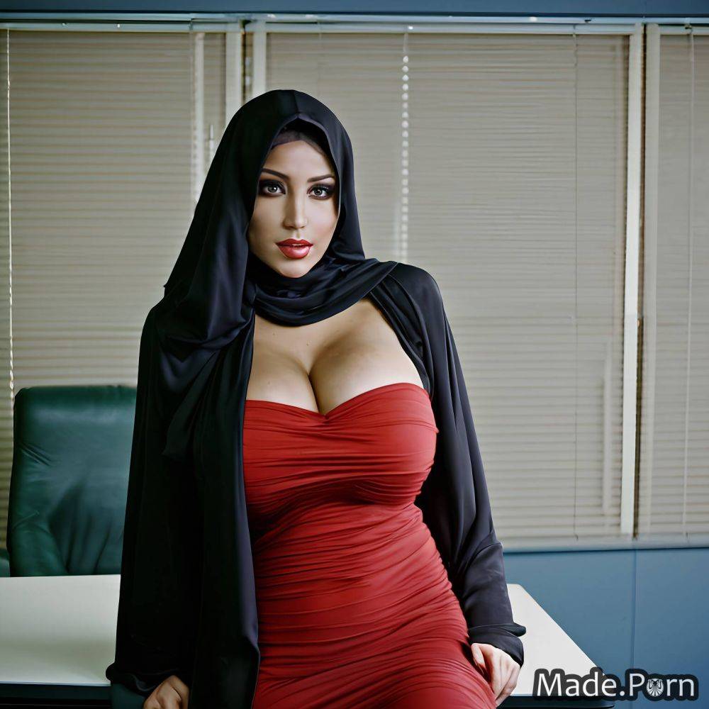 Looking at viewer thick thighs hijab flashing tits huge boobs 30 woman AI porn - #main