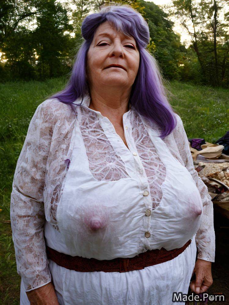 Caucasian nipples purple hair woman made exhausted fairer skin AI porn - #main