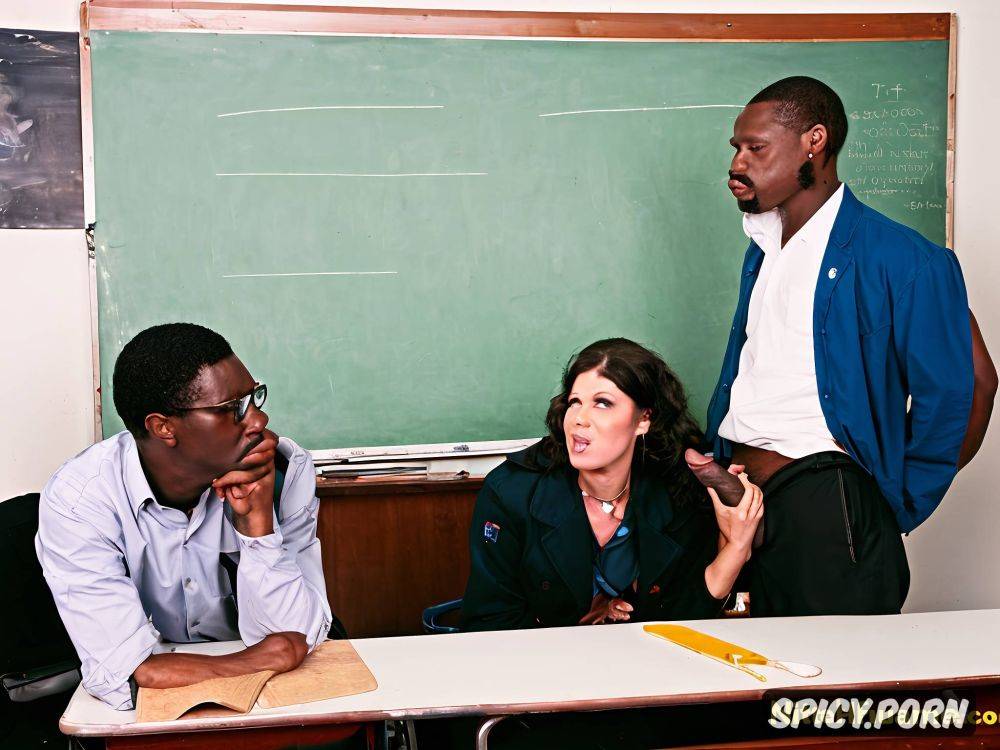 real natural colors detailed anatomy expressive faces terrified white lady teacher full of cum on body is fucked by few fierces rebel ugandan in the middle in classroom - #main