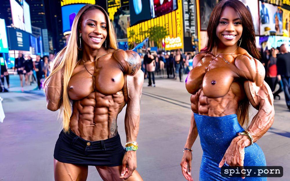 light makeup candid most muscular female bodybuilder sensual smile - #main