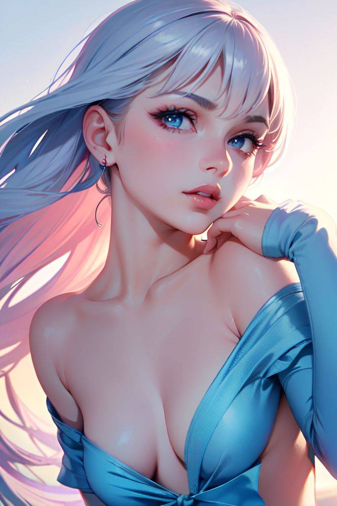 Anime Chubby Small Tits 30s Age Serious Face Blonde Slicked Hair Style Dark Skin Cyberpunk Bar Close Up View Yoga Nurse 3668486188211574581 - AI Hentai - #main
