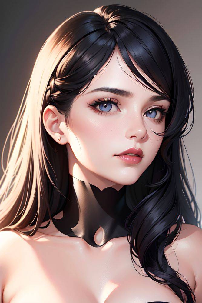 Anime Busty Huge Boobs 50s Age Pouting Lips Face Purple Hair Braided Hair Style Light Skin Cyberpunk Forest Close Up View On Back Maid 3668517111976650616 - AI Hentai - #main