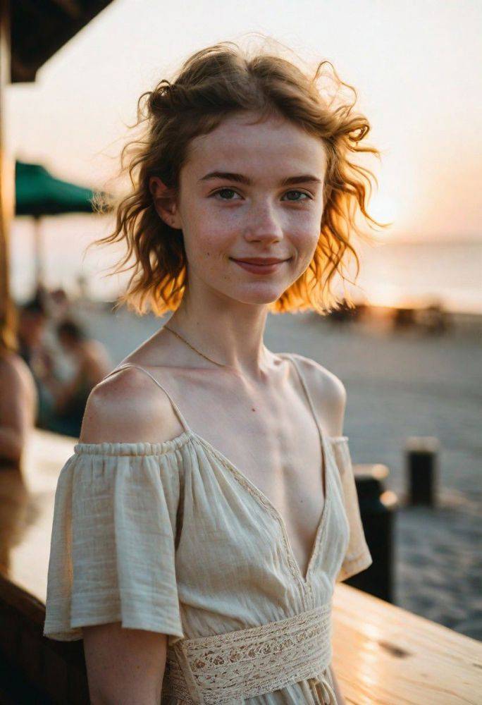 Young woman at the beach bar - #main