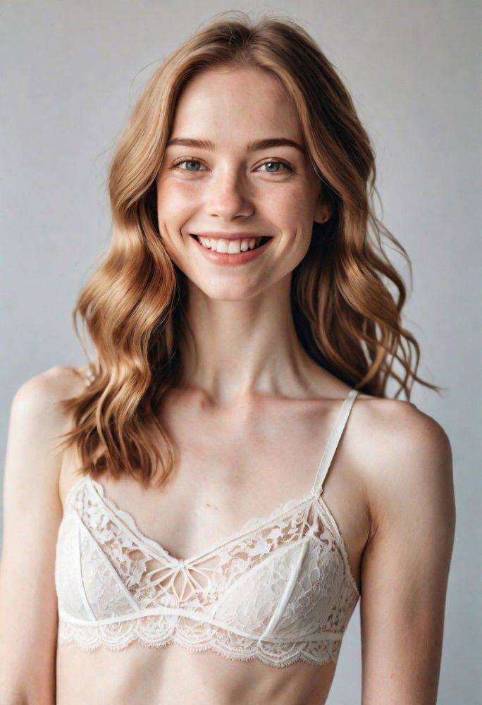 Woman wearing a white bralette - #main