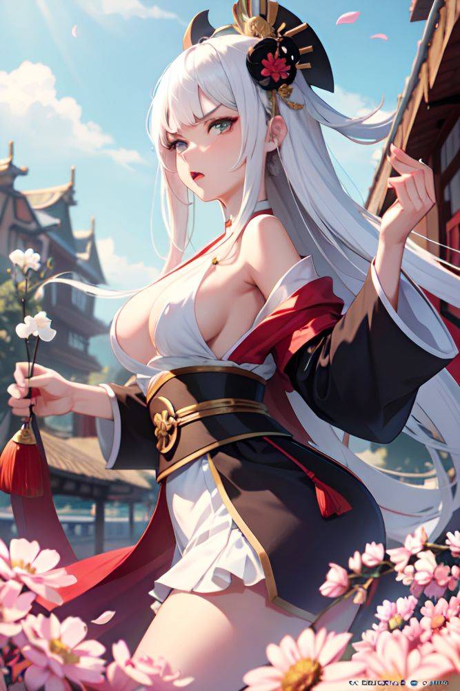 Anime Busty Small Tits 18 Age Angry Face White Hair Bangs Hair Style Dark Skin Vintage Meadow Side View Jumping Geisha 3668930717779399097 - AI Hentai - #main