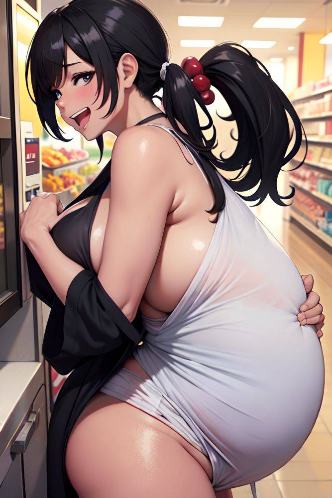 Anime Pregnant Huge Boobs 70s Age Laughing Face Black Hair Ponytail Hair Style Dark Skin Charcoal Grocery Back View Cumshot Bathrobe 3669402303112326114 - AI Hentai - #main