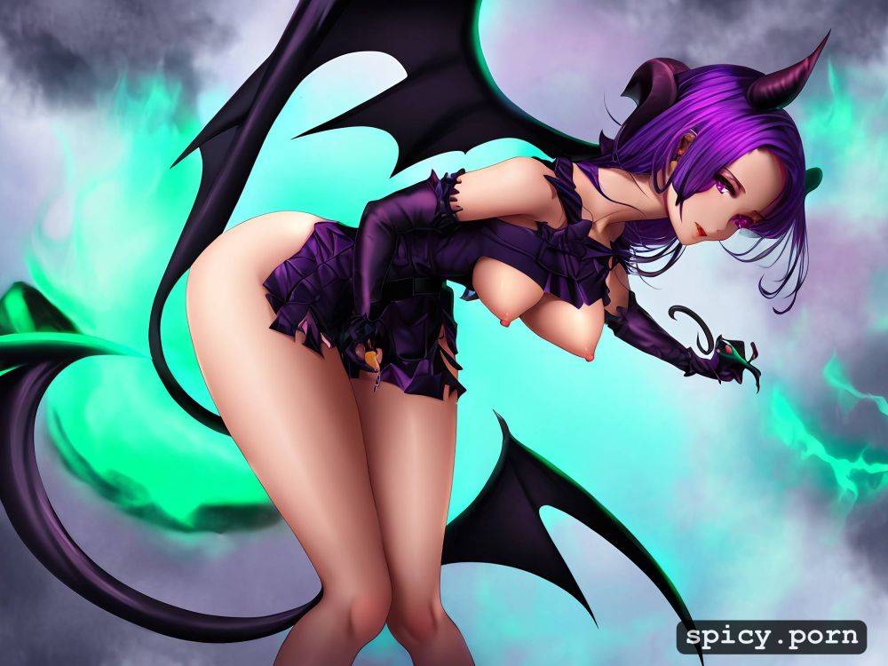 mini skirt black demonic tail perfect cute tiny female succubus - #main