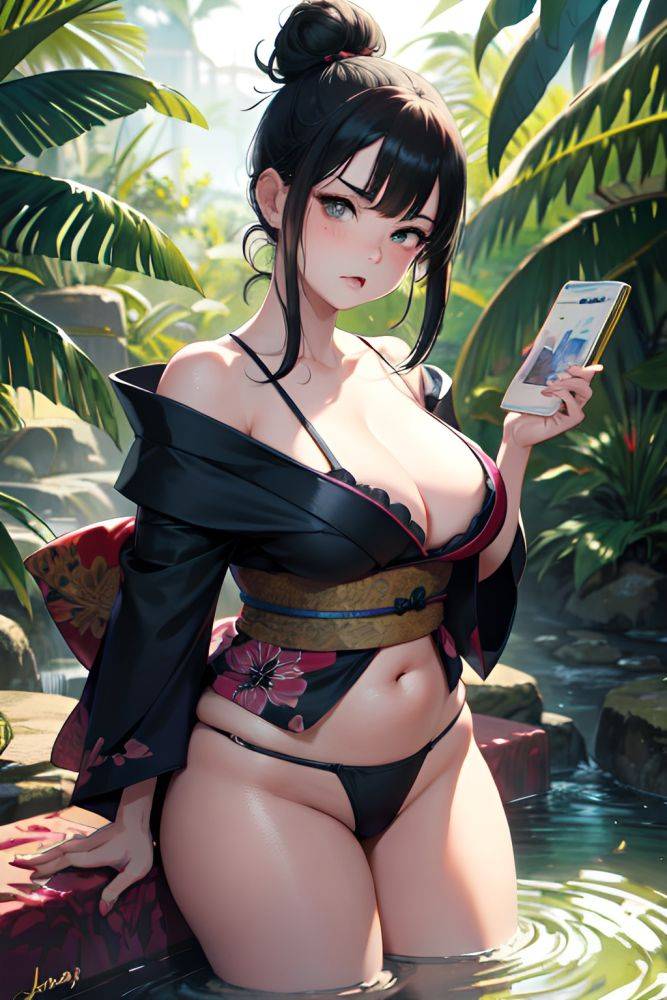 Anime Chubby Small Tits 50s Age Angry Face Black Hair Hair Bun Hair Style Light Skin Cyberpunk Jungle Close Up View Bathing Kimono 3670306825301793651 - AI Hentai - #main