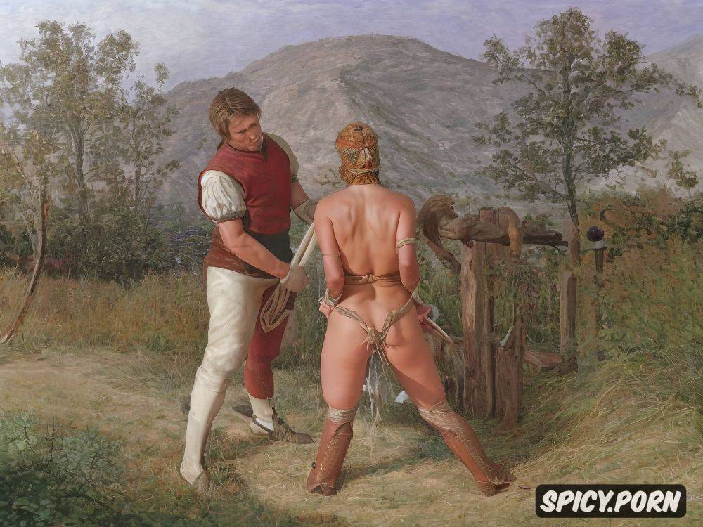 real natural colors thoroughly detailed real anatomy expressive characters a nervous stupid peasant look at his kneeling disgusted angry wife after his premature ejaculation he see his dick small - #main