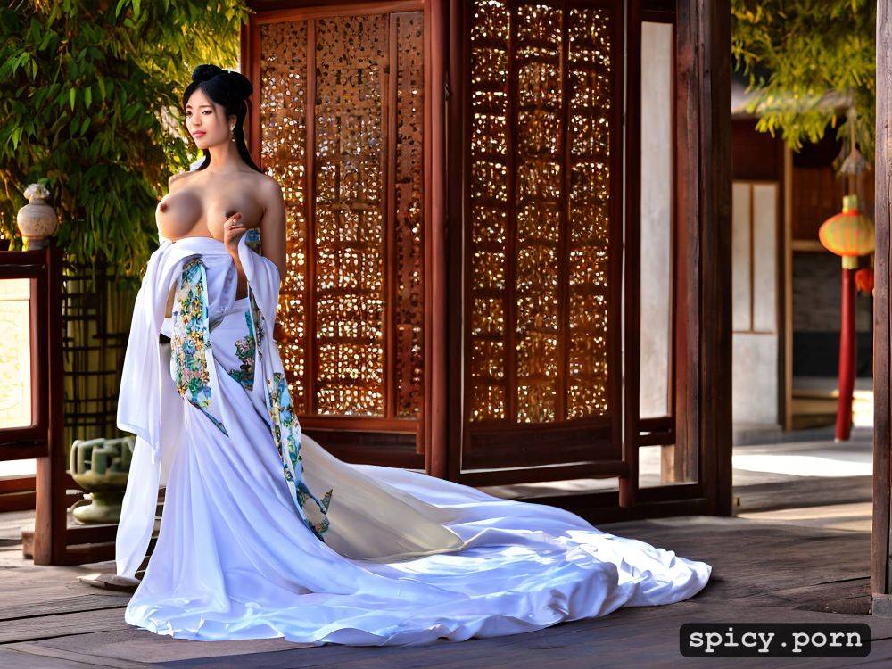 cobblestone ground hanfu pulled up 50mm showing long legs - #main