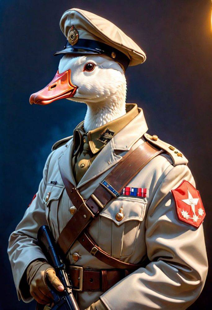 A goose dressed as soldier - #main