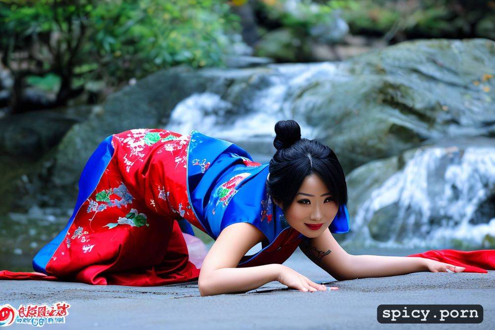 pussy open red hanfu dress exposed hairy anus hairy pussy - #main