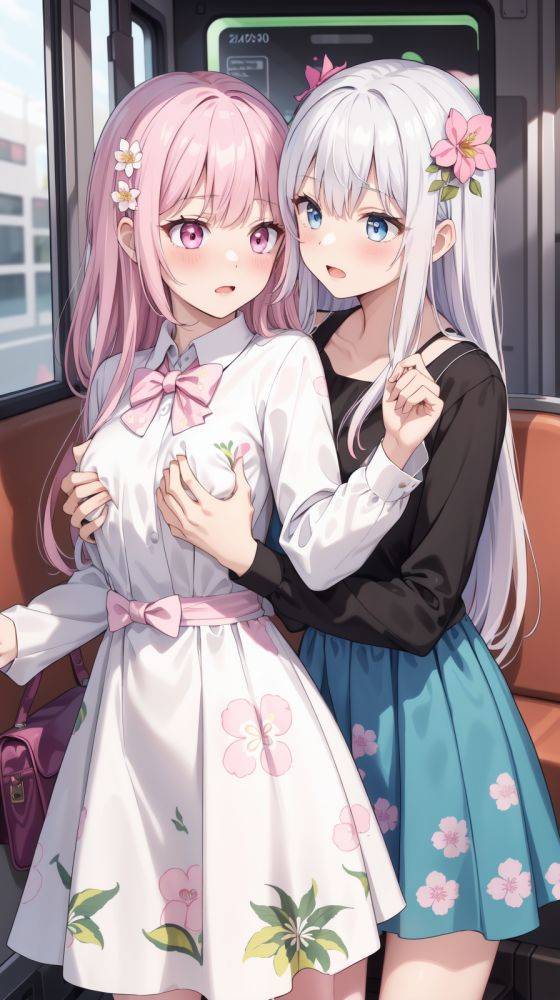 Yuri/lesbian breast grabbing\caressing (clothed) - V3 Showcase - #main