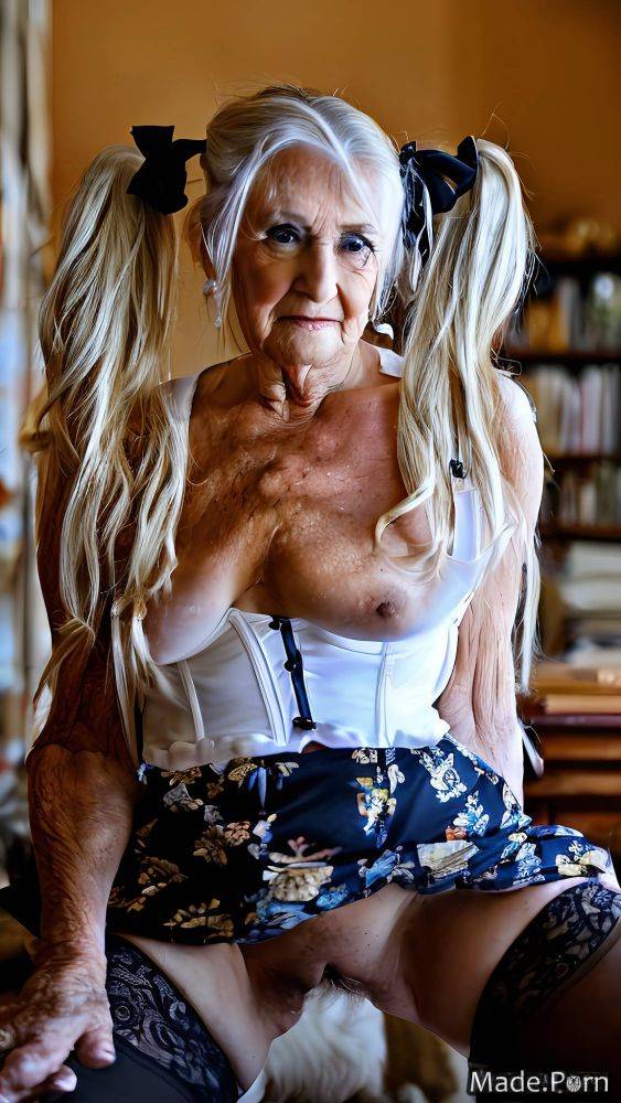 Blonde emo indoors full shot pigtails woman cowgirl AI porn - #main
