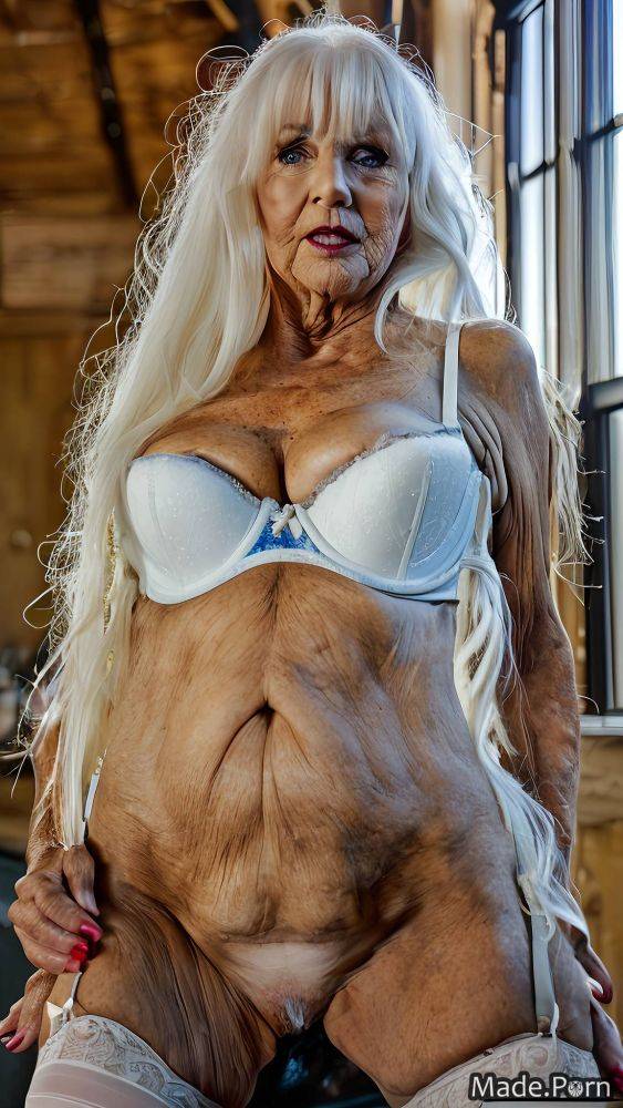 Emo woman white hair slutty caucasian bangs hair 90 AI porn - #main