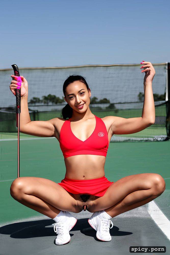 stretched 1 8f white tennis skirt dildo in pussy 50mm short pubic hair - #main