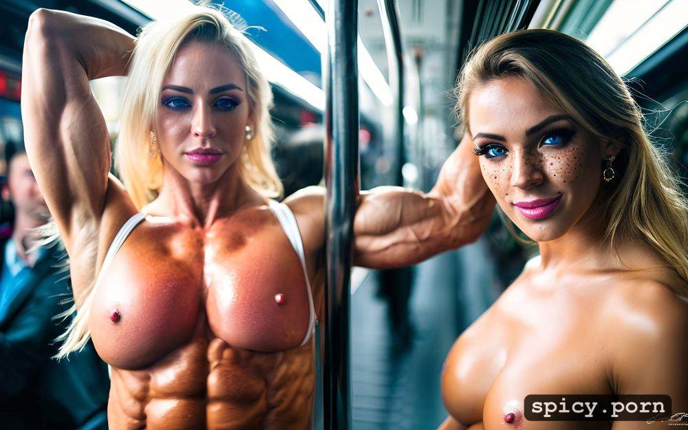 perky boobs oiled body stethoscope around neck bulging muscles - #main
