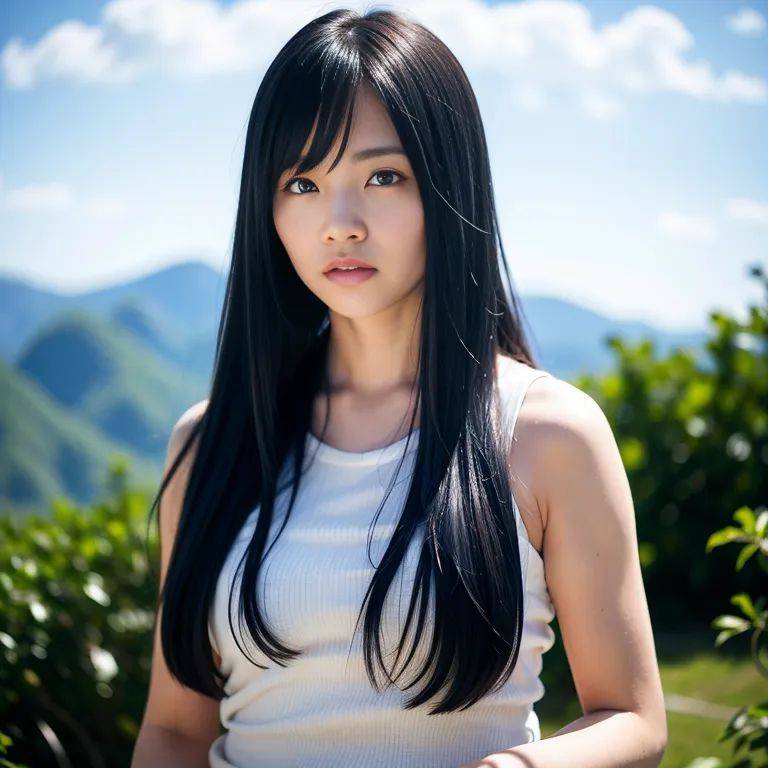 , japanese,woman,twenties,(RAW photo, best quality, masterpiece:1.1), (realistic, photo-realistic:1.2), ultra-detailed, ultra high res, physically-based rendering,long hair,blue hair,hair behind ear,bangs,(adult:1.5) - #main