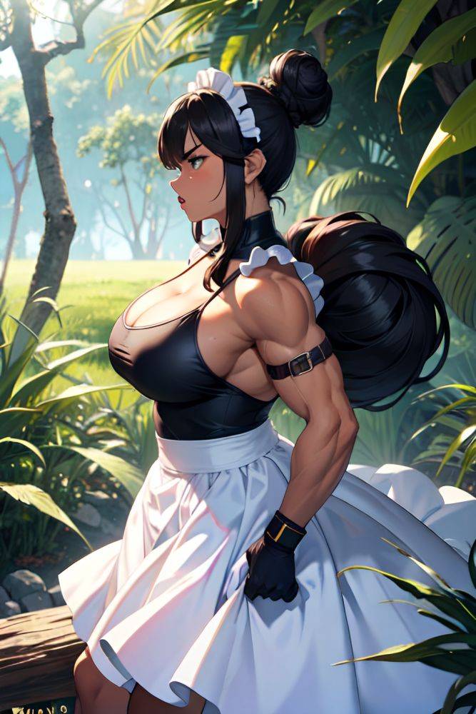 Anime Muscular Huge Boobs 18 Age Angry Face Black Hair Hair Bun Hair Style Dark Skin Soft + Warm Jungle Side View Cumshot Maid 3672309136980628728 - AI Hentai - #main