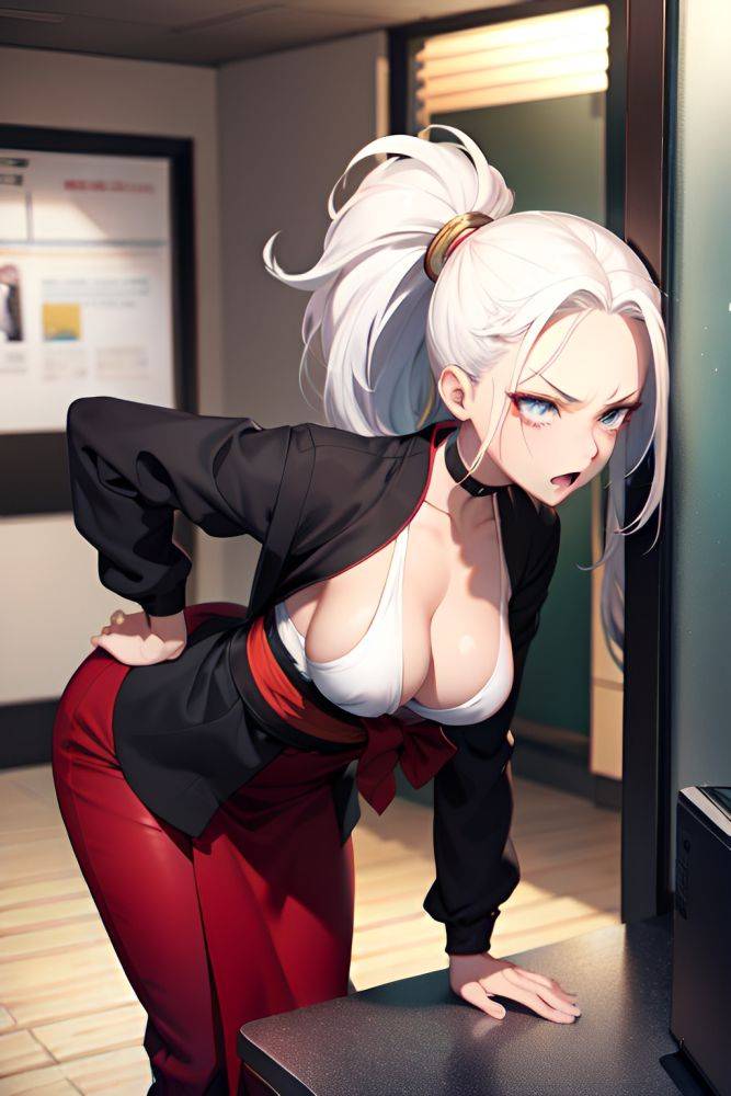 Anime Busty Small Tits 18 Age Angry Face White Hair Slicked Hair Style Dark Skin Charcoal Office Side View Bending Over Kimono 3672537202283445224 - AI Hentai - #main