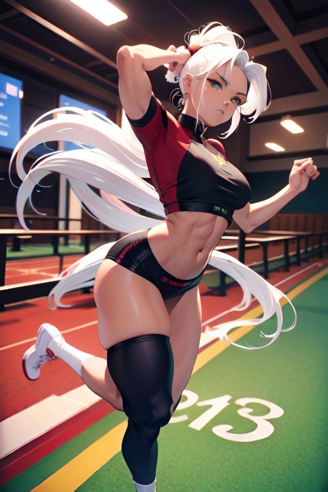 Anime Muscular Small Tits 18 Age Serious Face White Hair Ponytail Hair Style Dark Skin 3d Casino Front View Jumping Teacher 3672583587890628252 - AI Hentai - #main