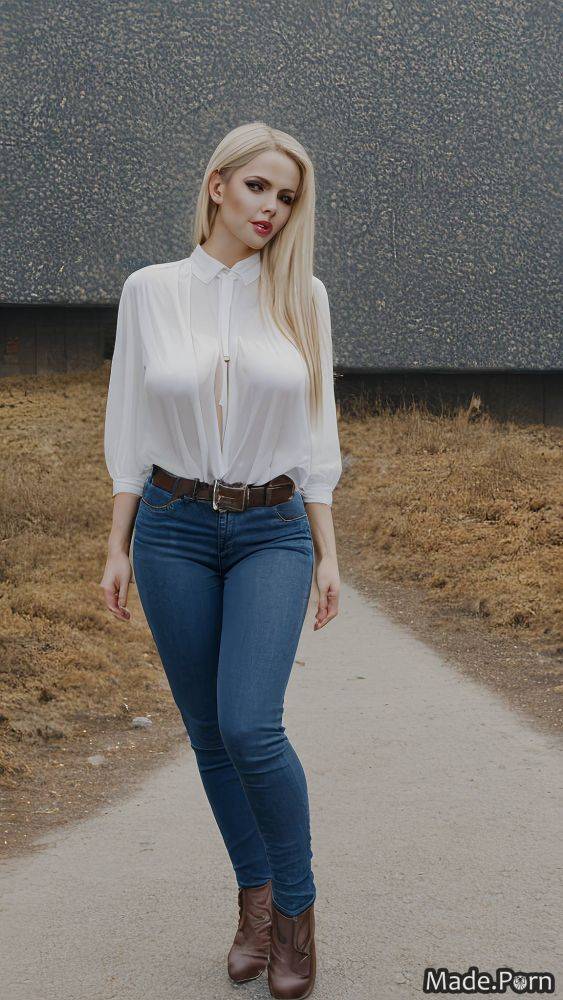 Woman movie athlete standing vivid jeans transparent AI porn - #main