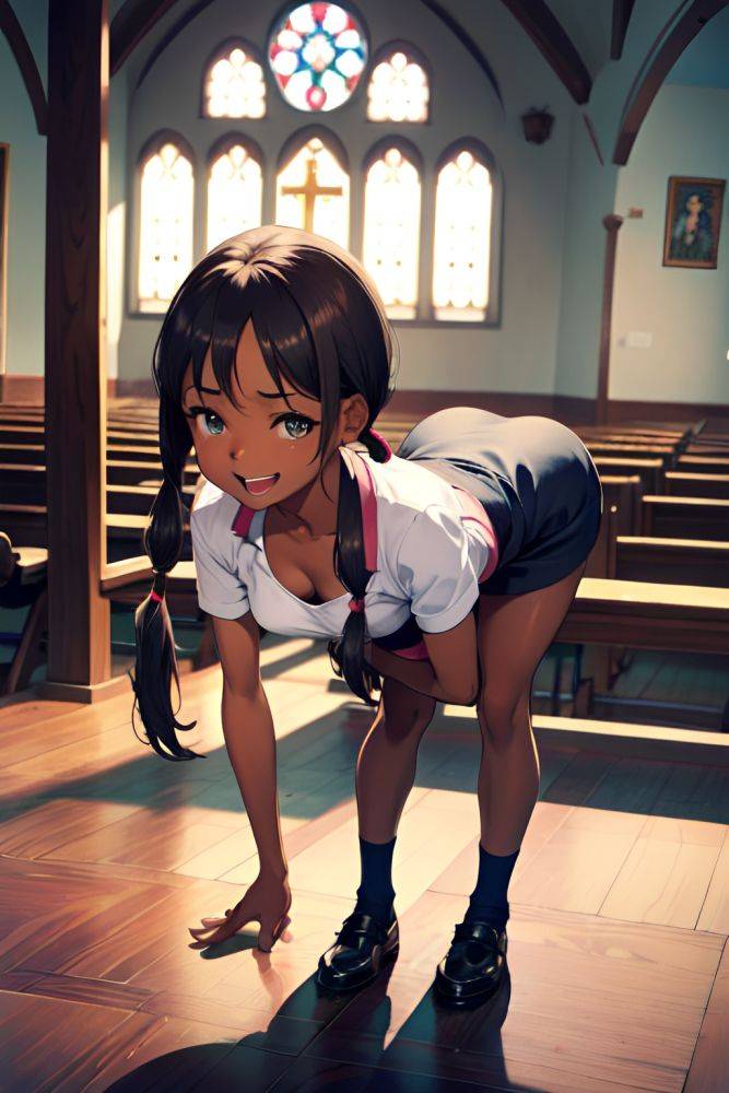 Anime Skinny Small Tits 50s Age Laughing Face Brunette Pigtails Hair Style Dark Skin Illustration Church Front View Bending Over Nurse 3672676359185388008 - AI Hentai - #main