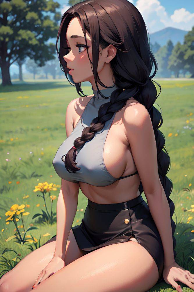 Anime Skinny Huge Boobs 60s Age Seductive Face Ginger Braided Hair Style Dark Skin Charcoal Meadow Side View Cumshot Mini Skirt 3672757534108577845 - AI Hentai - #main