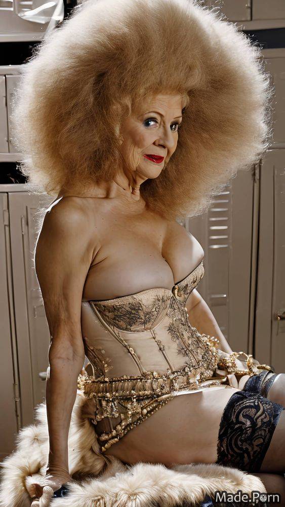 Long hair woman caucasian wild afro made blonde fur AI porn - #main