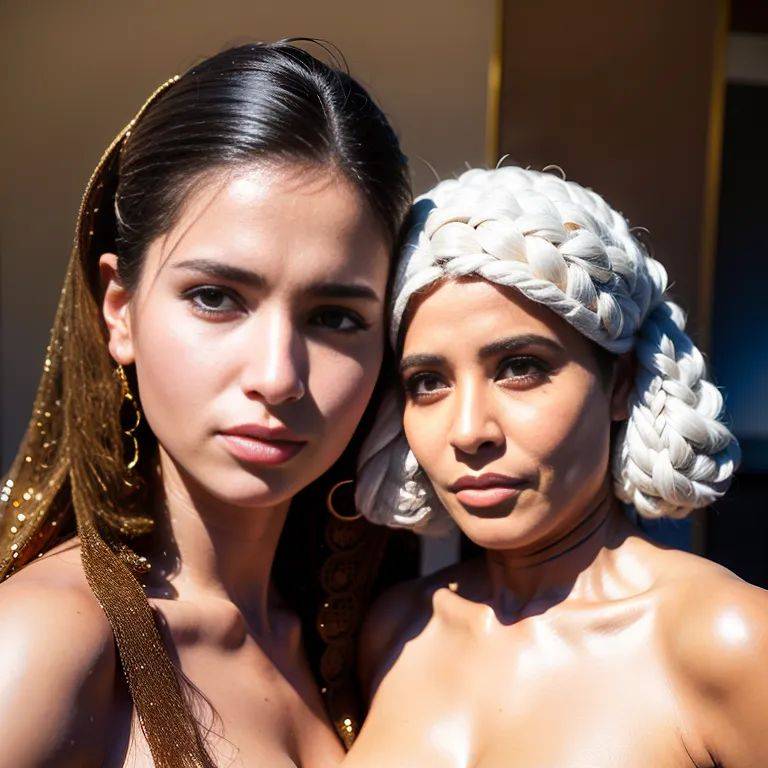 , Arabs,(2women:2),twenties,(RAW photo, best quality, masterpiece:1.1), (realistic, photo-realistic:1.2), ultra-detailed, ultra high res, physically-based rendering,(adult:1.5) - #main