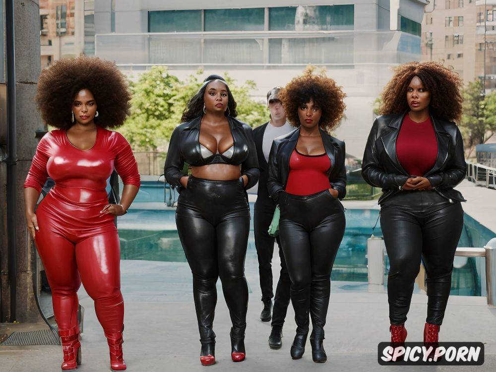 open lips red clothing very massive huge red afro intricate nappy hair - #main