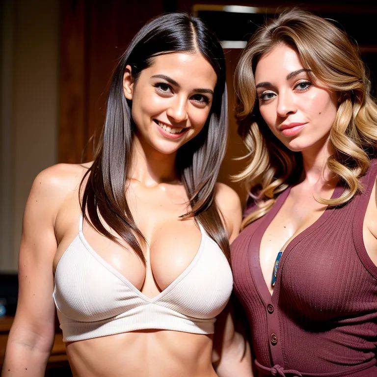 ,white people,(2women:2),twenties,(RAW photo, best quality, masterpiece:1.1), (realistic, photo-realistic:1.2), ultra-detailed, ultra high res, physically-based rendering,long hair,messy hair,brown hair,brown - #main