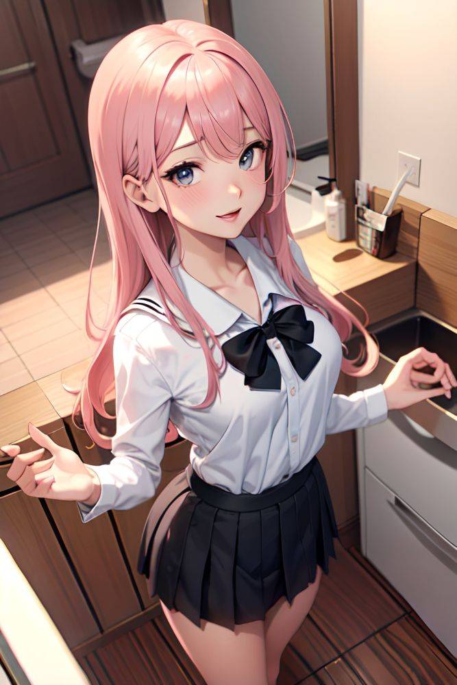 Anime Busty Small Tits 30s Age Orgasm Face Pink Hair Bangs Hair Style Dark Skin Black And White Bathroom Front View On Back Schoolgirl 3670817065340785474 - AI Hentai - #main