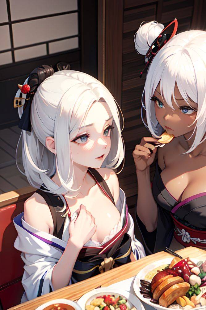 Anime Skinny Small Tits 30s Age Orgasm Face White Hair Messy Hair Style Dark Skin Charcoal Yacht Back View Eating Geisha 3670847991665027334 - AI Hentai - #main