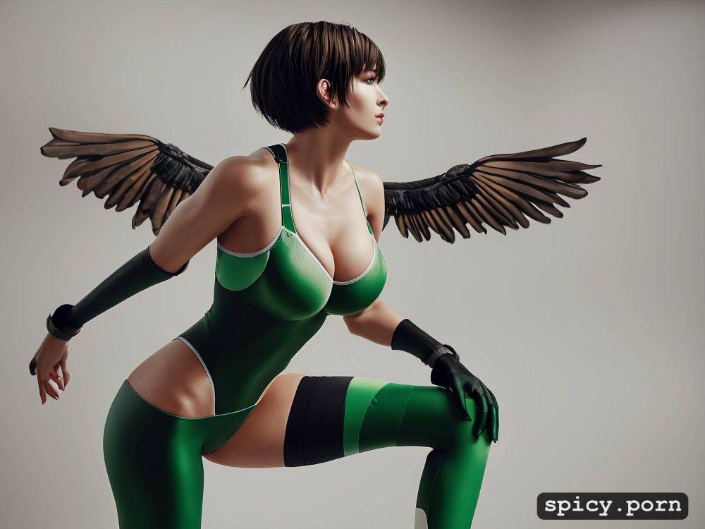 athletic body short brown hair green miniskirt big boobs - #main