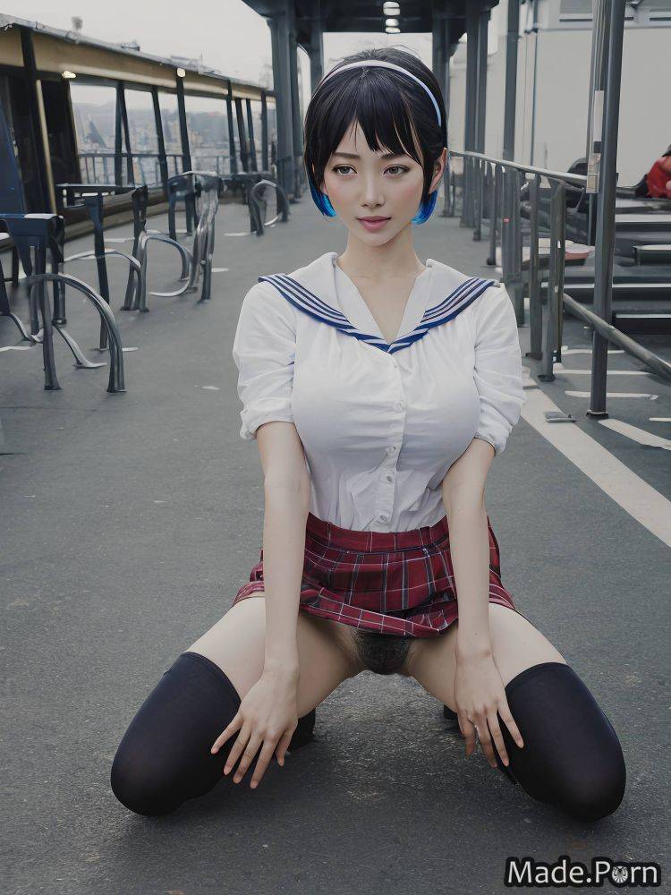Spreading legs kneeling sitting woman fairer skin short hair confused AI porn - #main