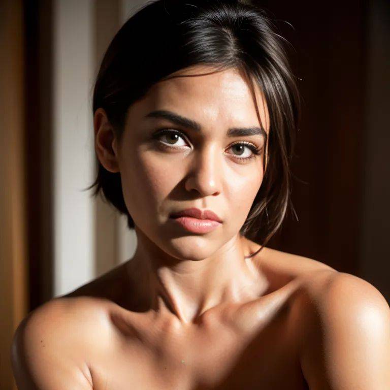 , latino,woman,twenties,(RAW photo, best quality, masterpiece:1.1), (realistic, photo-realistic:1.2), ultra-detailed, ultra high res, physically-based rendering,short hair,messy hair,black hair,black eyes,beautiful,pouting lips,side eye,(adult:1.5) - #main
