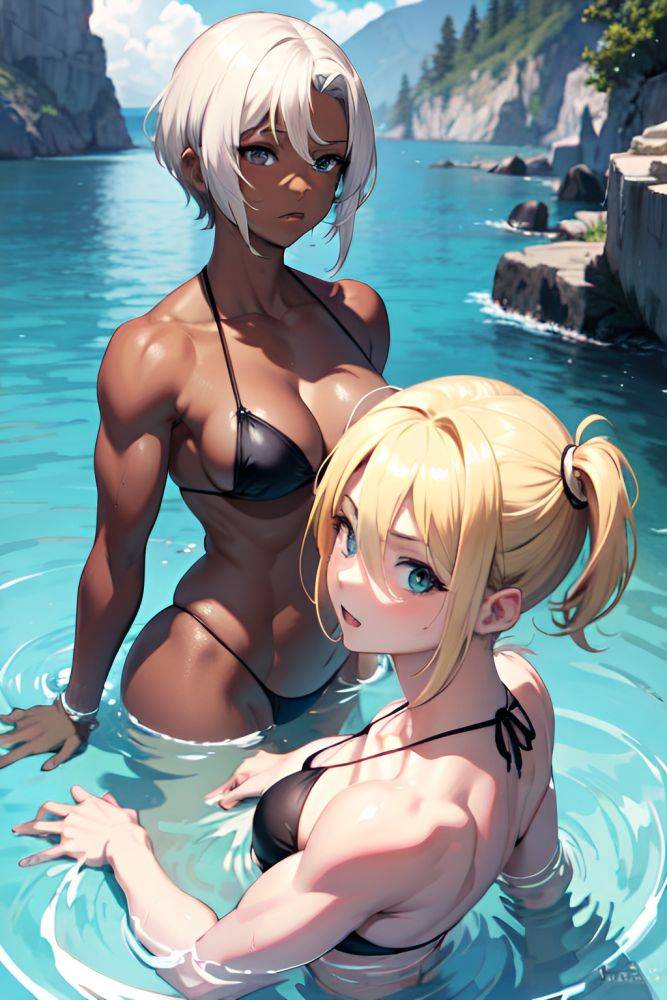 Anime Muscular Small Tits 30s Age Shocked Face Blonde Pixie Hair Style Dark Skin Black And White Prison Side View Bathing Bikini 3674419686416598951 - AI Hentai - #main
