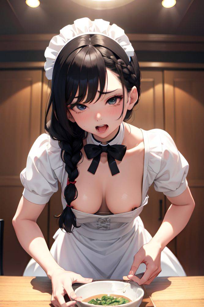 Anime Busty Small Tits 80s Age Ahegao Face Black Hair Braided Hair Style Light Skin Soft + Warm Stage Front View Cumshot Maid 3674508591793696389 - AI Hentai - #main