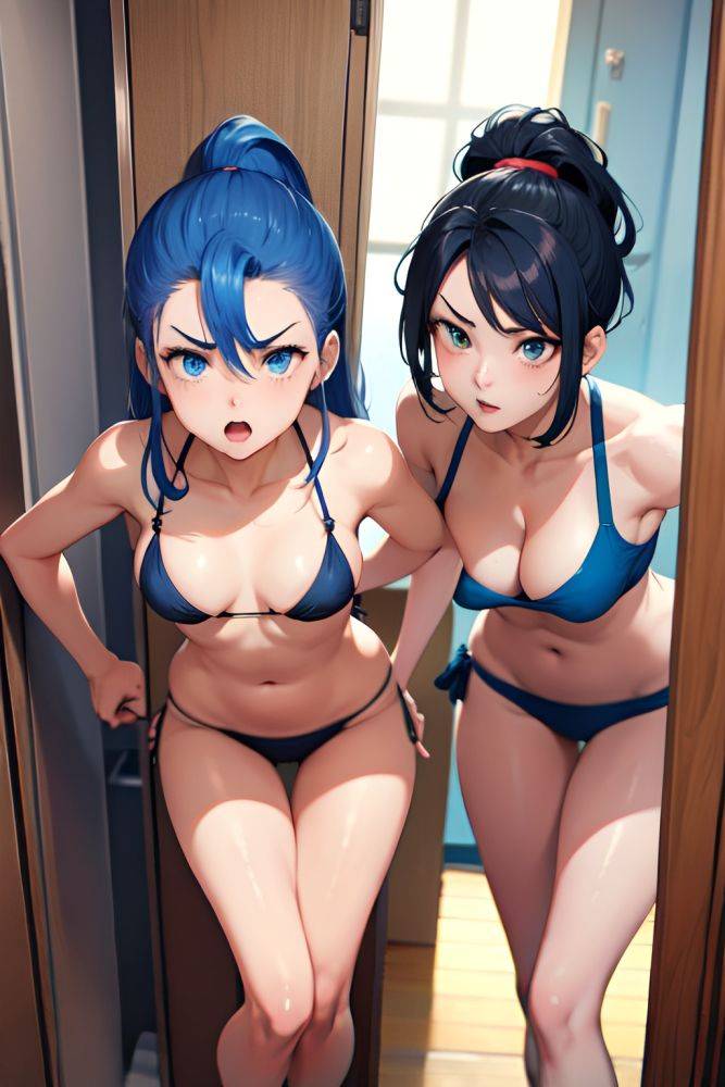 Anime Busty Small Tits 20s Age Angry Face Blue Hair Slicked Hair Style Light Skin Mirror Selfie Locker Room Front View Bending Over Bikini 3674593632617822620 - AI Hentai - #main
