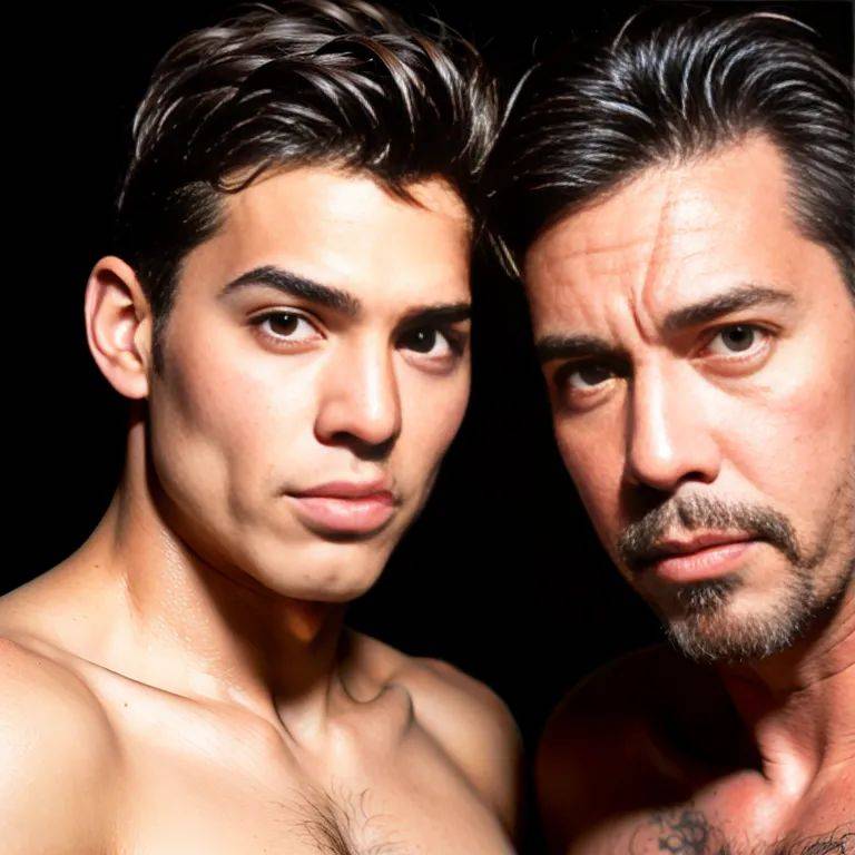 , latino,(2men:2), manly man,twenties,(RAW photo, best quality, masterpiece:1.1), (realistic, photo-realistic:1.2), ultra-detailed, ultra high res, physically-based rendering,(adult:1.5) - #main