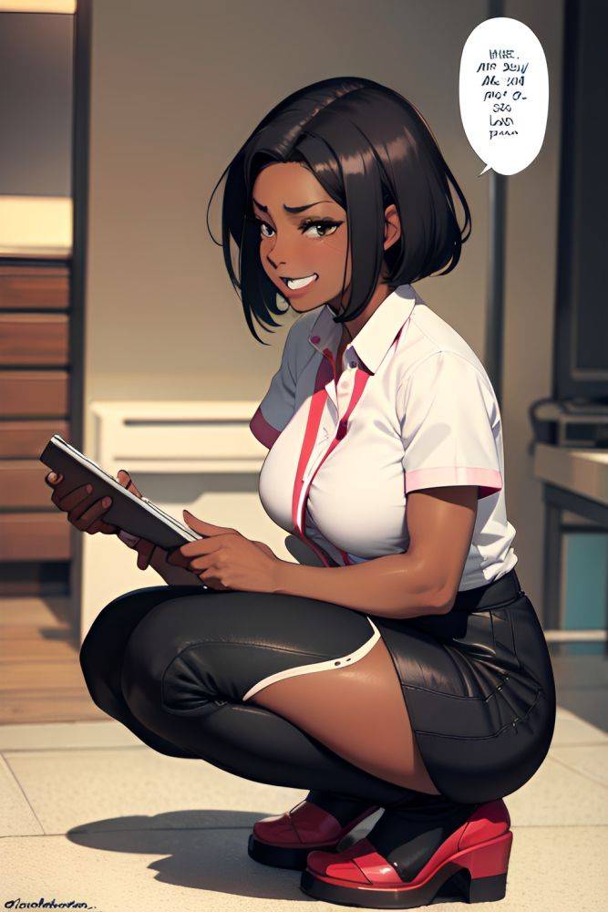 Anime Pregnant Small Tits 70s Age Laughing Face Black Hair Slicked Hair Style Dark Skin Charcoal Strip Club Side View Squatting Nurse 3674790771131673572 - AI Hentai - #main