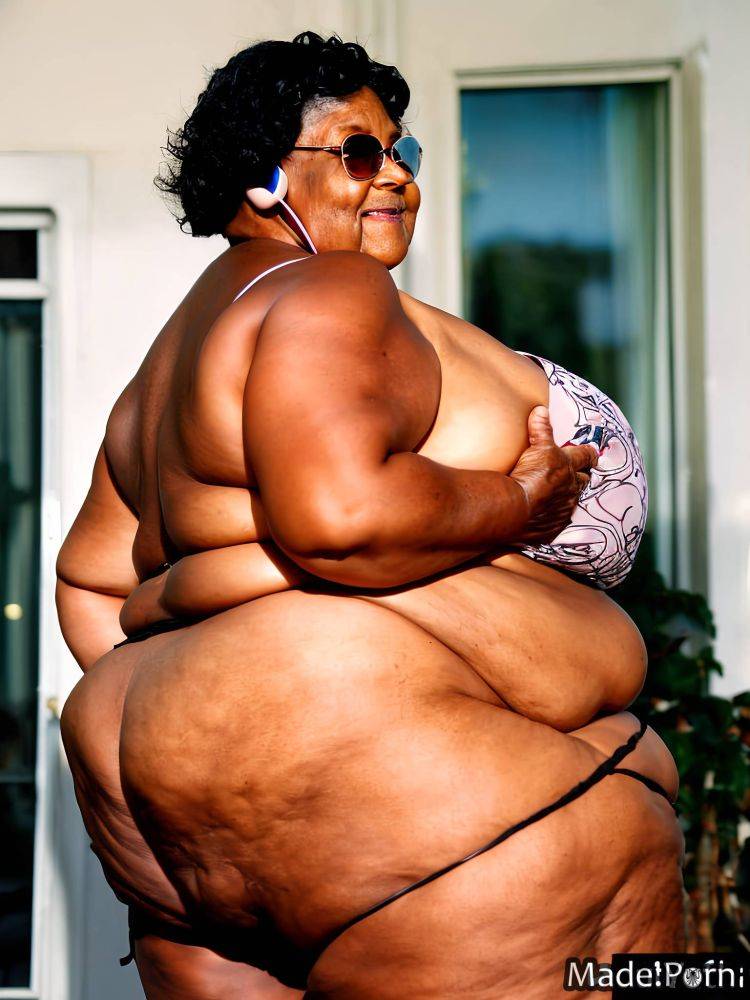 Bimbo big hips african american sideview thick thighs seductive headphones AI porn - #main