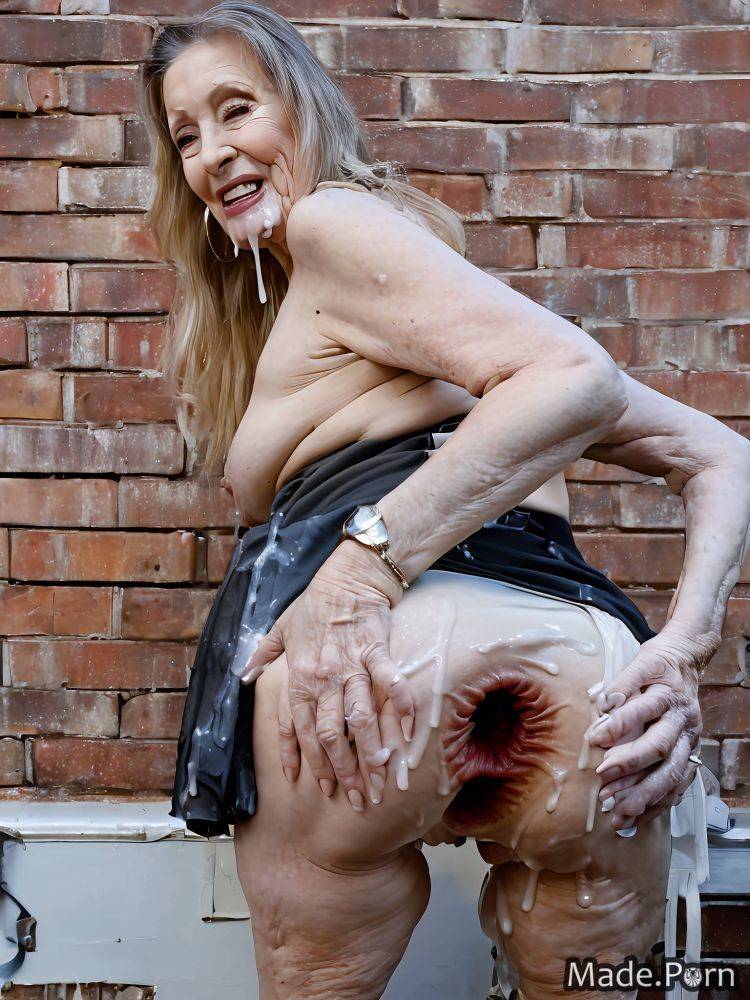 Cum on ass blonde 80 happy anal gape woman made AI porn - #main