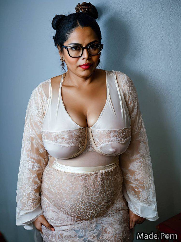 Wife standing hair bun saggy tits bbw mexican transparent AI porn - #main
