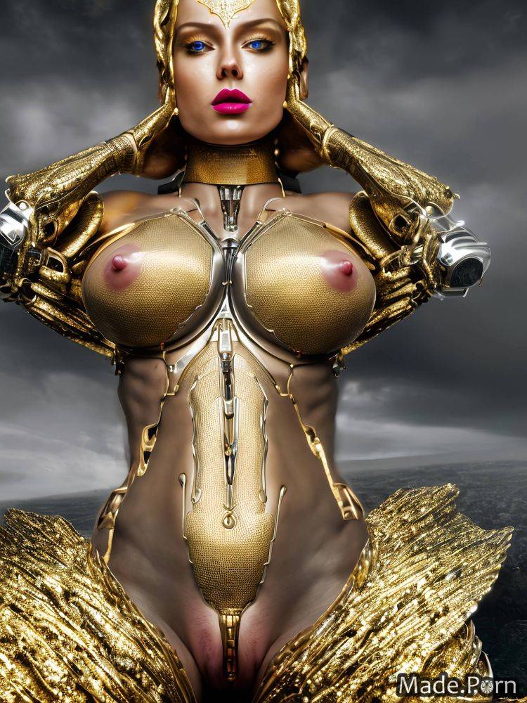 Sci-fi cyborg metal red saggy tits gigantic boobs lesbian AI porn - #main