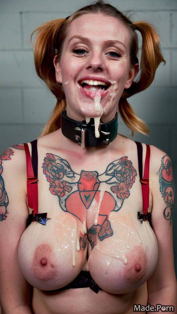Pawg cum on tits woman 30 pigtails close up nipples AI porn - #main