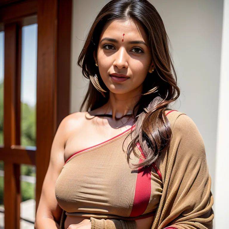 , Indian, brown skin, facial mark,woman,thirties,(RAW photo, best quality, masterpiece:1.1), (realistic, photo-realistic:1.2), ultra-detailed, ultra high res, physically-based rendering,(adult:1.5) - #main